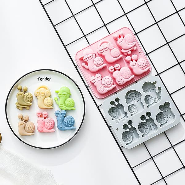 Chokoladeform Snegl Silikoneform Til Kage Gummy Jello Isbit Pink