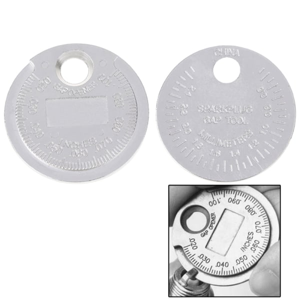 2 stk Tennplugggapmåler verktøymål mynttype 0,6-2,4mm Silver 2Pcs