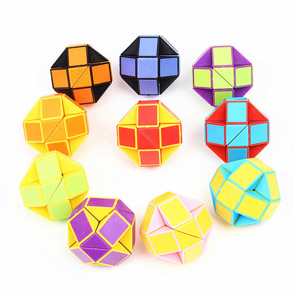 1st 3D Magic Cube Kid Pedagogisk Magic Snake Linjal Rubic Cube Orange 2#