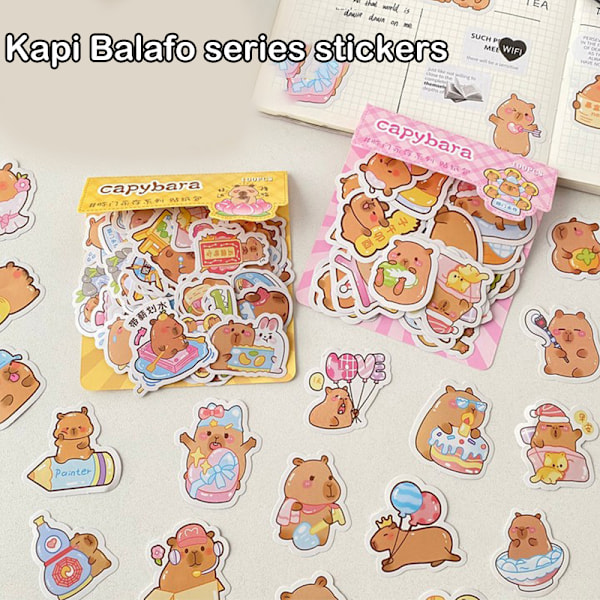 100 Ark Kreativa Cartoon Capybara Pappersvaror Dekaler DIY A8