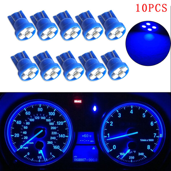 10 stk T10 kileblått 4-SMD LED dashbordlys W5W 194 2825 gau Blue One Size