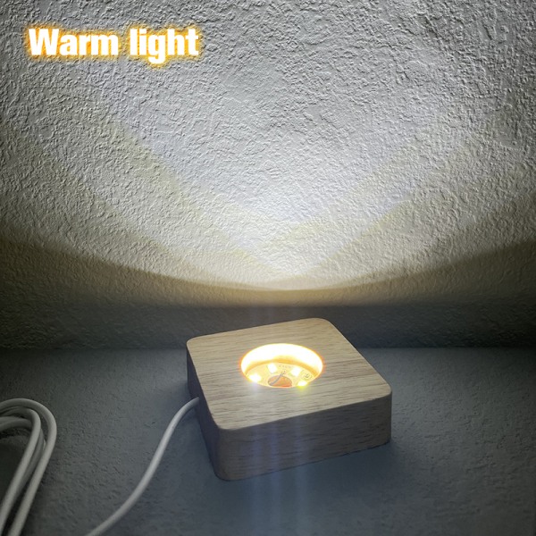 Trä LED-ljusdisplay Bas Kristallglas Resin Art Ornament Warm light one size