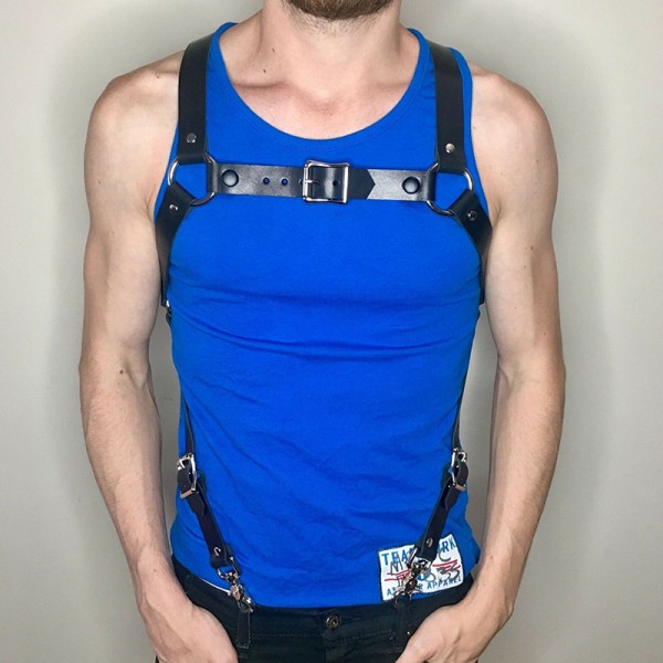 Menn Body Restraint Lær Sele Belter Stropper Seler Brac Black 80-100cm