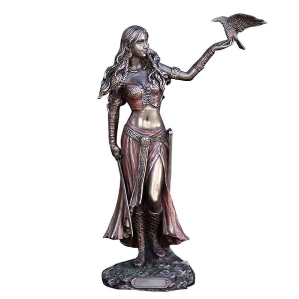 Resin statuer Morrigan Den keltiske gudinnen for kamp med kråke og Brown A