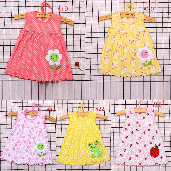 Newborn Baby Bomuldskjole Almindelig ærmeløs A-line pigekjole style 1 A2