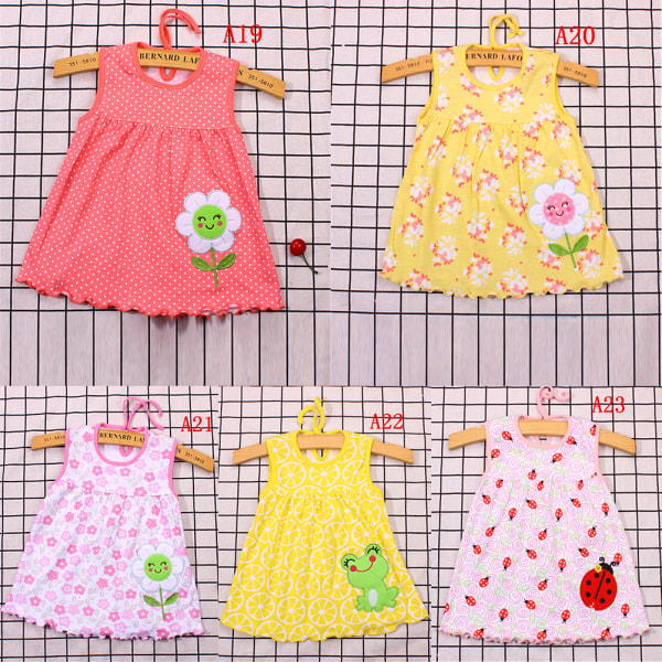 Newborn Baby Bomuldskjole Almindelig ærmeløs A-line pigekjole style 2 A3