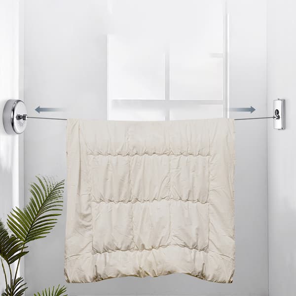 Tøj Tørrestativ Reb Hjem Opbevaring Rustfrit stål Retractab Silver one size