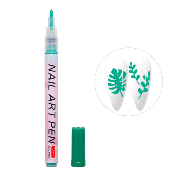 Nail Art Graffiti Pen UV-geelilakka vedenpitävä piirustusmaalaus Green one size
