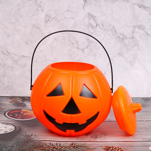 Halloween Festrekvisitter Plastgræskarspand Dekorer Halloween F One Size