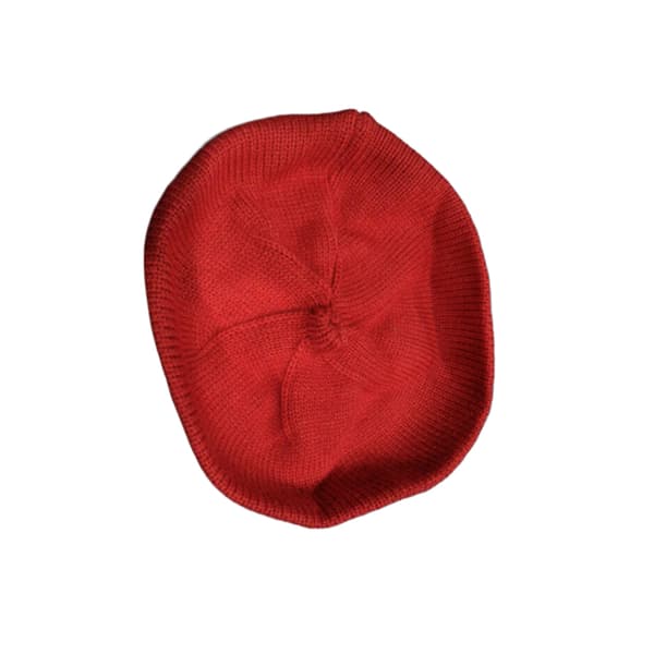 Modebebistickad Beret Hatt Solid Färg Barn Varm Red