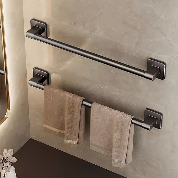 Handdukshållare Utrymme Aluminium Nej Borrning Badrumsarrangörer Sel Silver 30cm