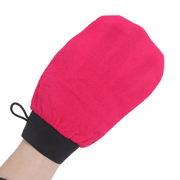 Dubbelsidig Hammam Scrub Mitt Magic ing Glove Exfoliating Tan Rose red