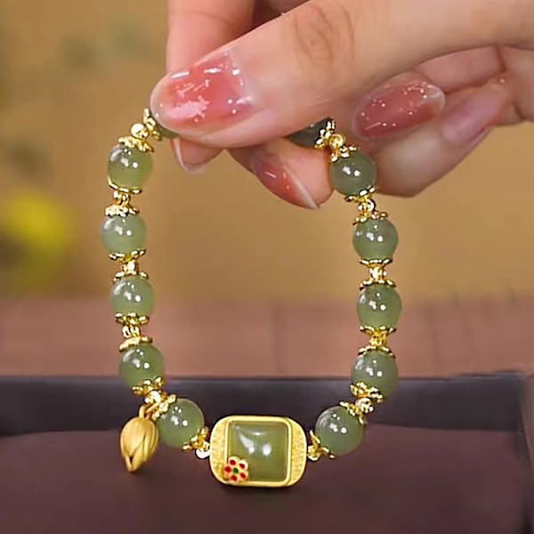 Stil Imiterer Hetian Jade Armbånd Kvadrat Sukker Lotus Perler One Size