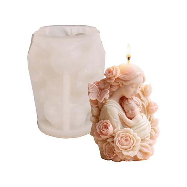 Silikoneform Giftfri Gips Ornament Form Blomst Mor Form White