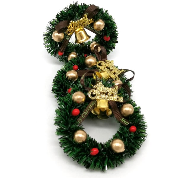 1 stk 6CM Miniatyrkrans Dukkehus Juletre Veggdekor Green One Size