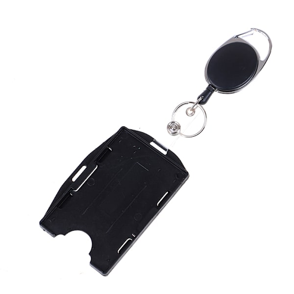 2-paks kort ID-holder med uttrekkbar merkerull med karabinkrok og One Size
