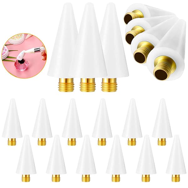 5 Stk Udskiftelige Nail Dotting Wax Blyanthoved Perler Rhinestones White onesize