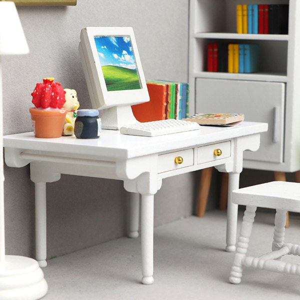1:12 Dollhouse Pöytä Kirjoituspöytä Tietokonepöytä Ruokapöytä Fu Wood color