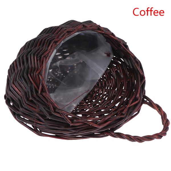 Flower er Wall Hanging Wicker Rattam Basket Garden Vine Pot s H Coffee one size