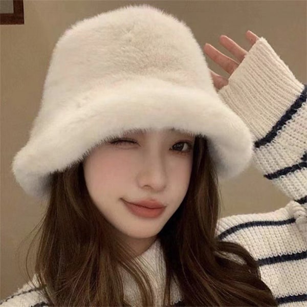 Vintervindtätt Varm Fluffig Dammode Solid Färg Plysch Beige