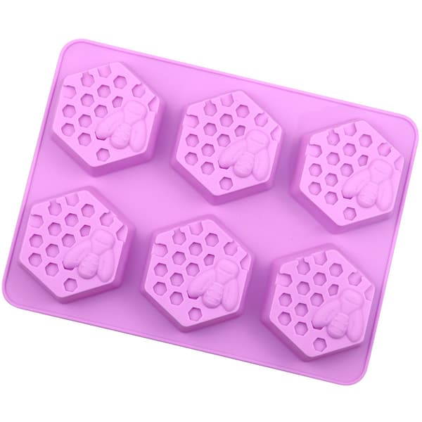 3D Håndlaget Såpe Silikonform 6-Delt Bieform Bikube Purple