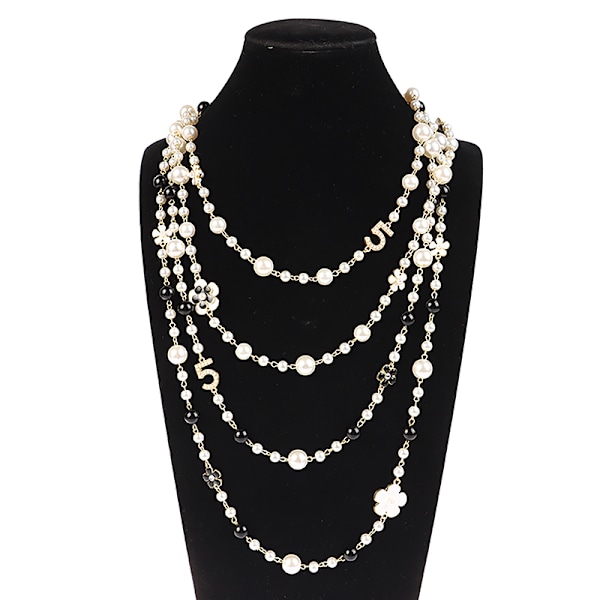 Klassisk utsökt pärl-lång tröj-halsband Mode Damdel A4