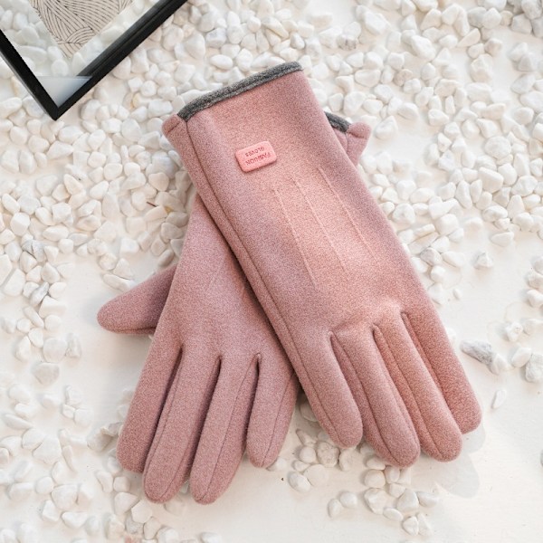 Vintertjocka Plåsterhandskar för Kvinnor - Mode, Varma, Mocka, Utomhus Pink