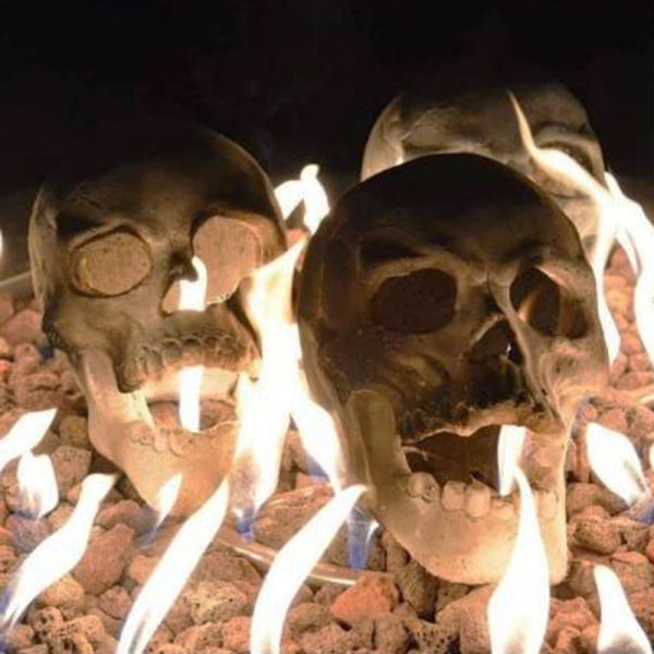 Halloween Human Skull Decoration Genanvendelige Fire Pit Skulls til C Black 1pc