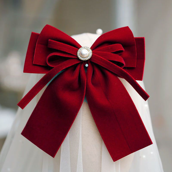Elegant Fløjl Buespændebånd Hårklips Ribbon Bowknot Hestehale Barrette H A1