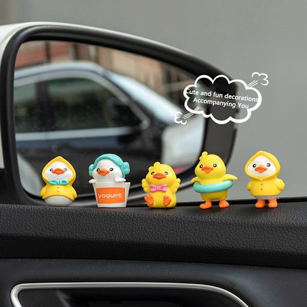 6PCS Kreativa tecknade figurer Mini anka modell dekoration bil Int One Size