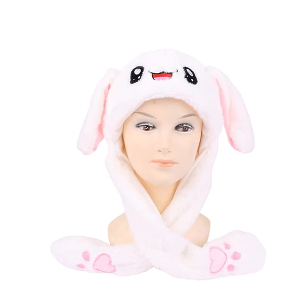 Kvinders Movable Bunny Ears Hatte Med Lys Piger Vinter Plys black A