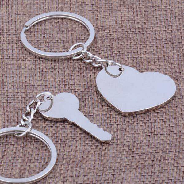 2 stk Fashion Love Heart Nøglering Nøglering Par Romantic Keycha Sliver 1Pair