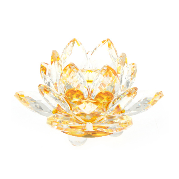 60 mm kvartskristall Lotus Flower Hantverk Glas Fengshui prydnad Yellow one size