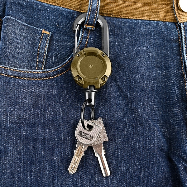 Tyverisikring Let at trække Spænde Reb Elastic Keychain Sporty Ret Khaki one size