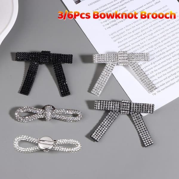 3/6 st mode glänsande strass rosett brosch krage nål kläder A4 3Pcs