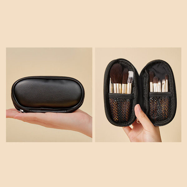 9 stk Portableb Makeup Børste Sæt Mini Størrelse Rejse Skønhed Makeup PU bag onesize