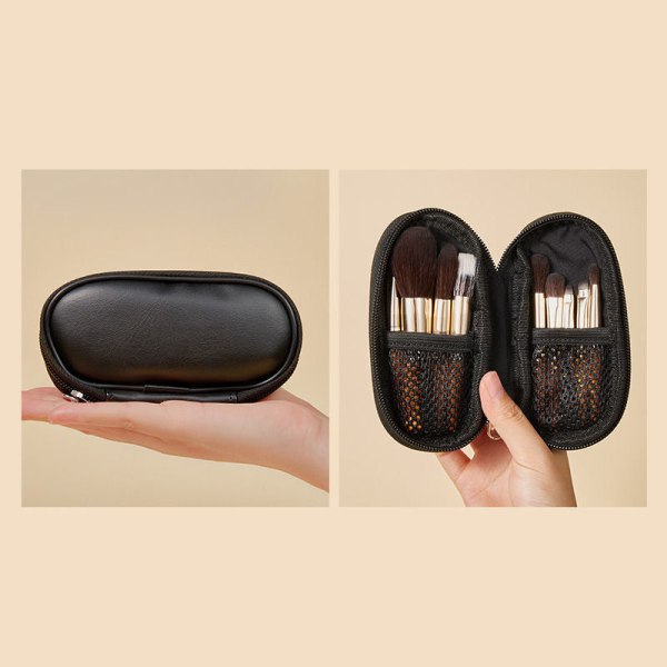 9 stk Portableb Makeup Brush Sett Mini Size Reise Beauty Makeup PU bag onesize