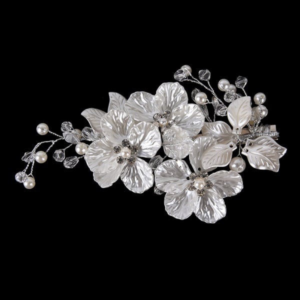 2stk Brude Crystal Pearl Flower Hårklemme Hår Smykker Bryllup White 2pcs
