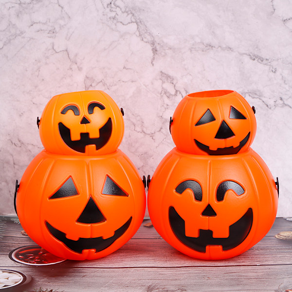 Halloween Christams Party Props Plast Pumpkin Bucket Candy Bo C