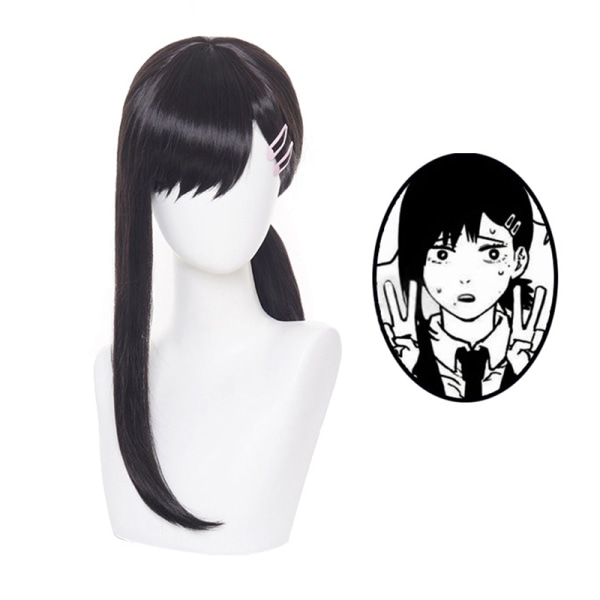 Anime Chainsaw Man Igashiyama Kobeni Cosplay Wig Syntetisk hår Black One Size