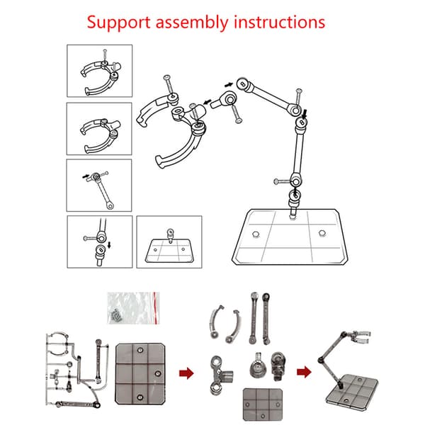 1 sæt actionfigur-base, egnet displaystanderbeslag til HG 1 3Pcs White