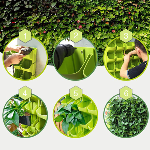 1kpl Itsekastelu kukkaruukku Pinottava pystysuunnassa seinälle ripustettava Green One Size