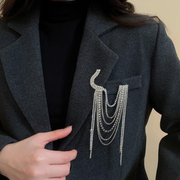 Rhinestone Geometrisk Kvast Revers Broche Nål Multi-Layer Rhines onesize