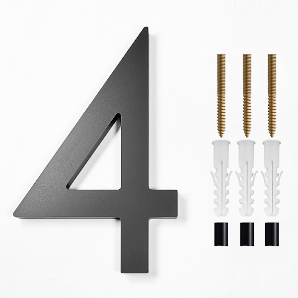 Osoite Big Modern Door Alphabet kelluvat talon numero kirjaimet Black 4