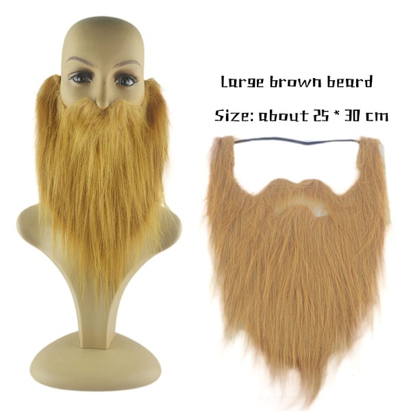 DIY Fancy Dress Skjegg Lange Fluff Beards Cosplay Kostyme rekvisitter Khaki one  size