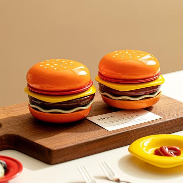 6 stk. Stabelbart Hamburger-tallerken-sæt Burger 6-lags middagstallerken one size