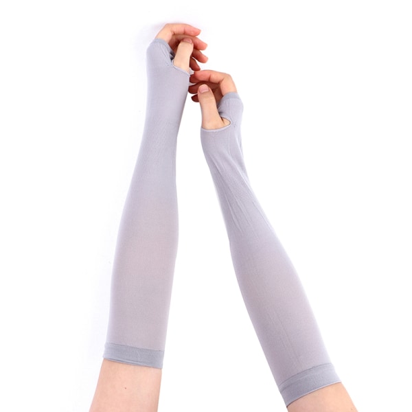 Ice Silk Sleeve Cuff Arm Uv Sun Protect AntiSlip Summer Outdoo Gray One Size