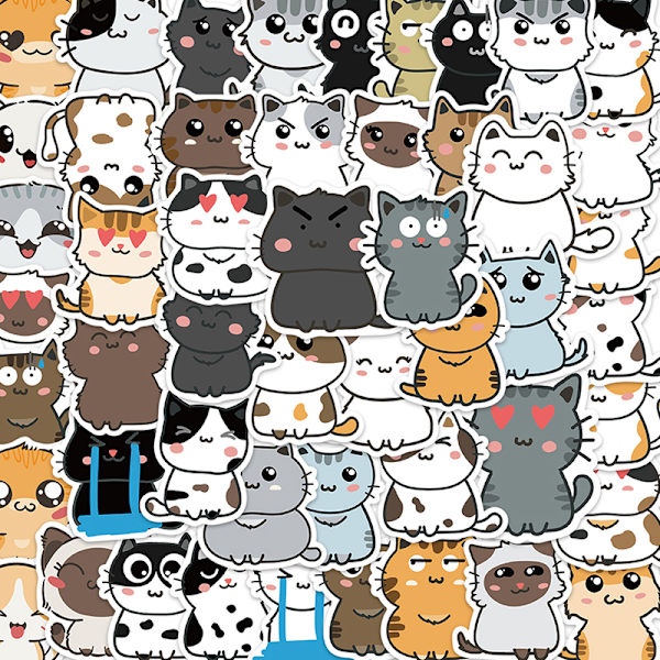 50 stk Blandet e Cat Animal Graffiti-klistremerke Bilgitarkoffert L Multicolor one size