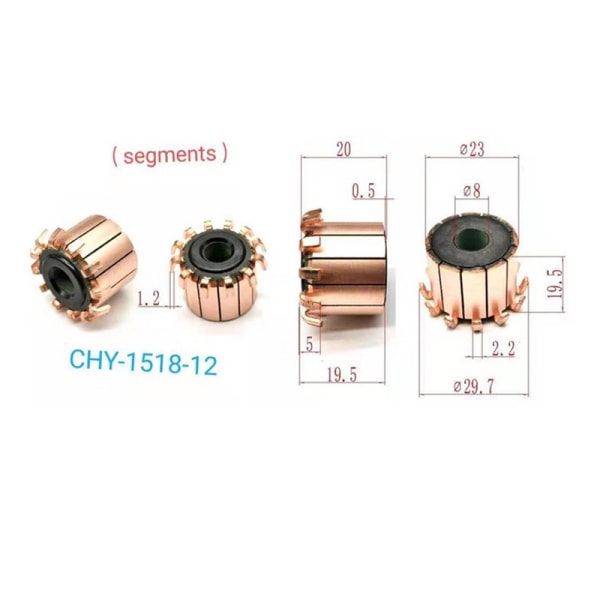 8*23*19,5 mm 12P Kopparkrok Typ Elmotor Kommutator C onesize
