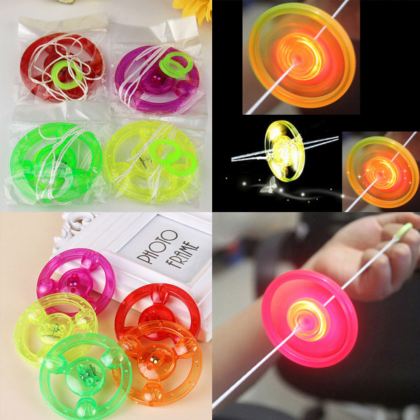 Värikäs muovinen Spin LED-valaisin lentävä lautanen lapsille ulkona 0 0